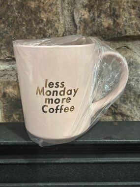 Pastel Fringe Studio Less Monday More Coffee Ceramic Coffee Mug Pink Brand New
